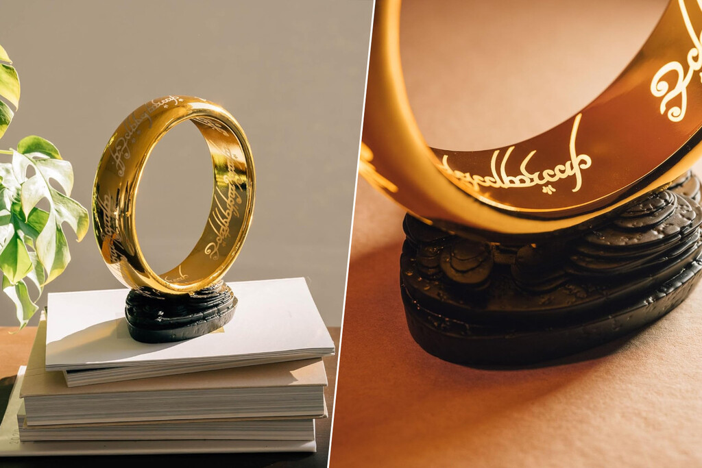 Lámpara temática de El Señor de los Anillos en un ambiente decorativo de hogar