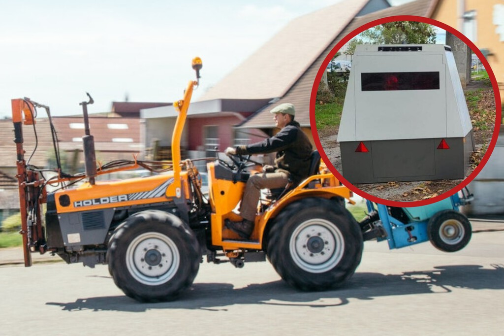 Ganadero en tractor sustraendo radar móvil durante protesta en La Rioja