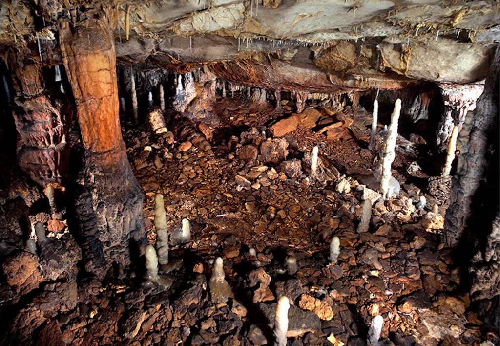Restos de herramientas líticas y restos óseos en la excavación en La Garma, Cantabria.
