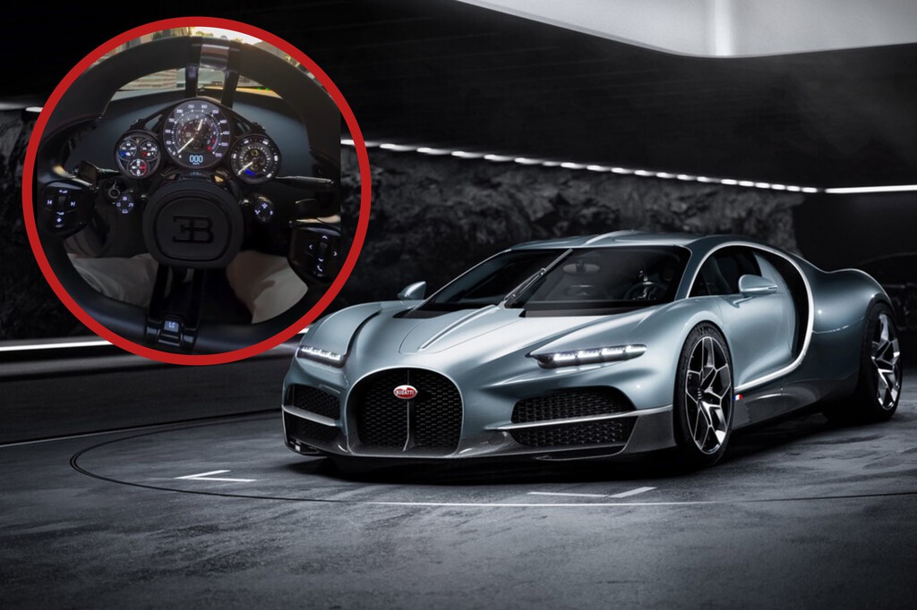 Prototipo Bugatti Tourbillon en pista durante prueba pública en Sierr con presencia de autoridades