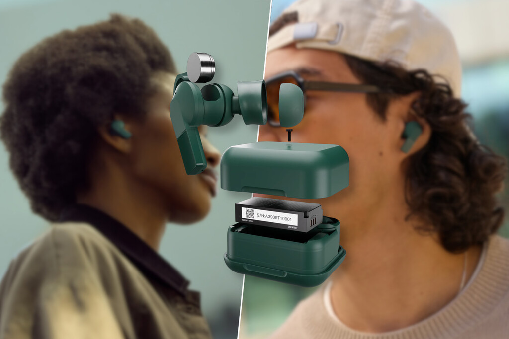 Auriculares inalámbricos con batería intercambiable y soporte LDAC en uso