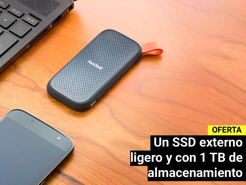 Disco duro externo SanDisk de 1 TB en oferta con fondo tecnológico