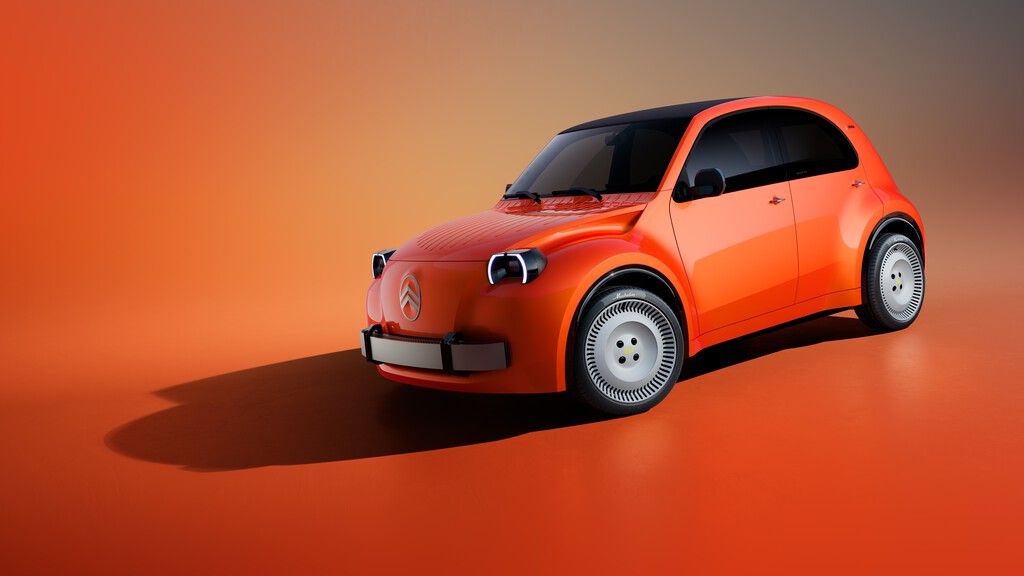 Modelo del Citroën 2CV eléctrico en exhibición en el Salón de París 2026
